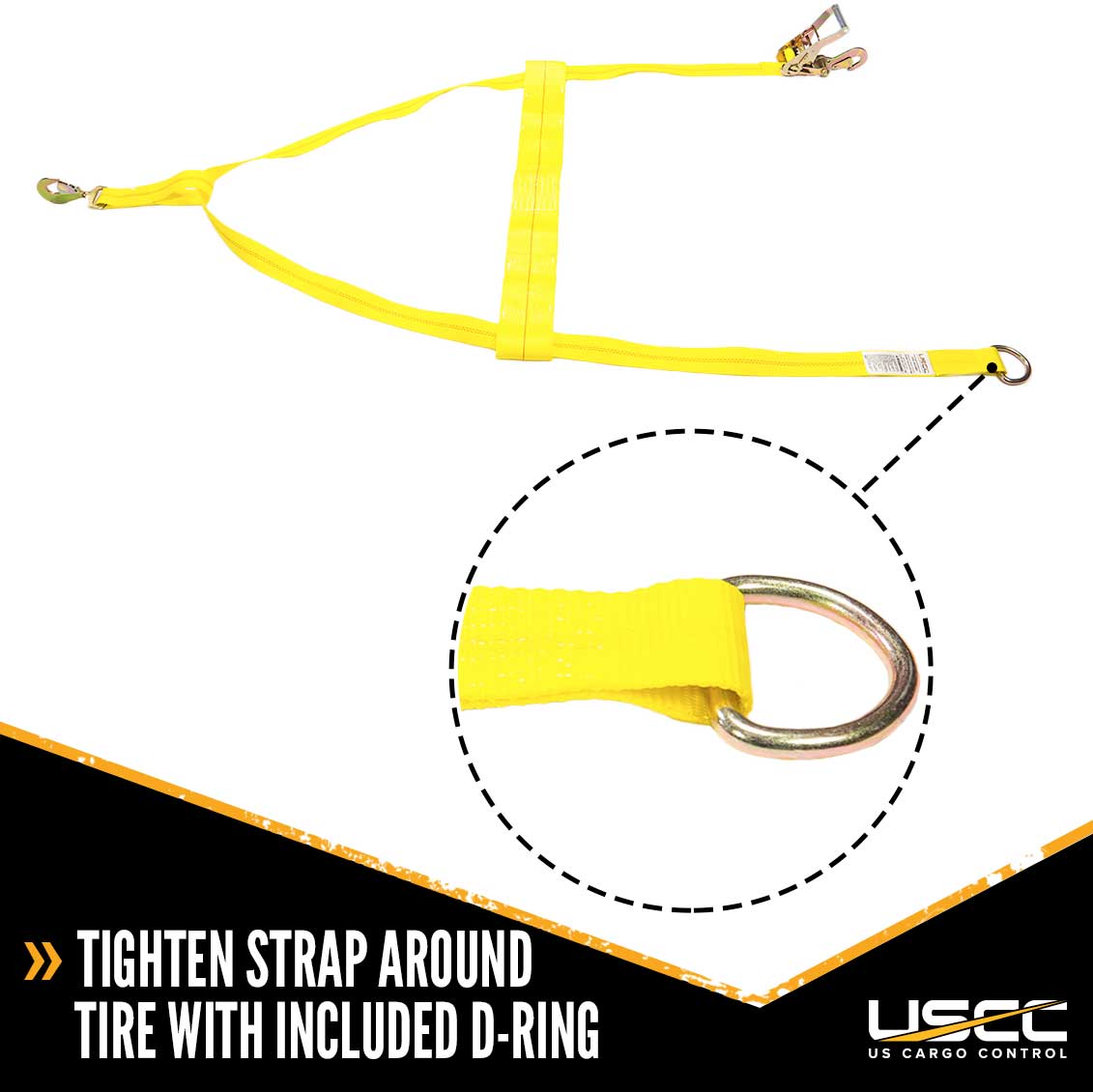 Adjustable Wheel Net with 4" Top Strap, Twisted Snap Hook and Ratchet w/ Snap Hook
