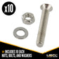 L-Track Fastener Pack | 1-1/2" Bolt with Nut & Washer | 10-Pack