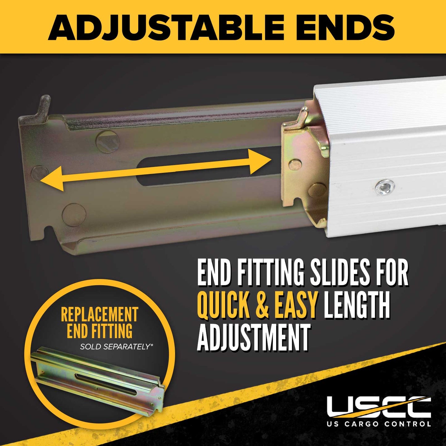92" - 103" Aluminum E-Track Load Bar - 2,200 lb Capacity | 2-Pack