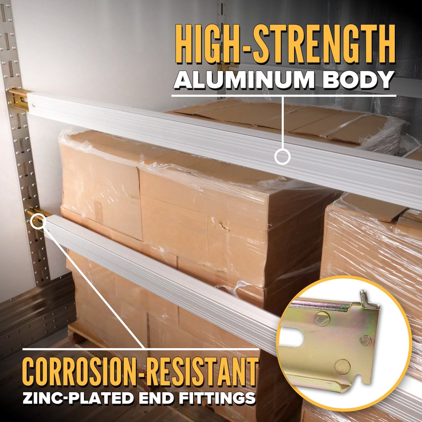 92" - 103" Aluminum E-Track Load Bar - 2,200 lb Capacity | 100-Pack (Pallet)