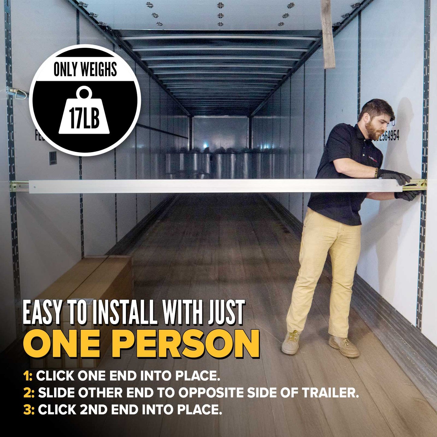 93" - 103" Aluminum E-Track Load Bar with Flat Latch Release - 2,200 lb Capacity | 4-Pack