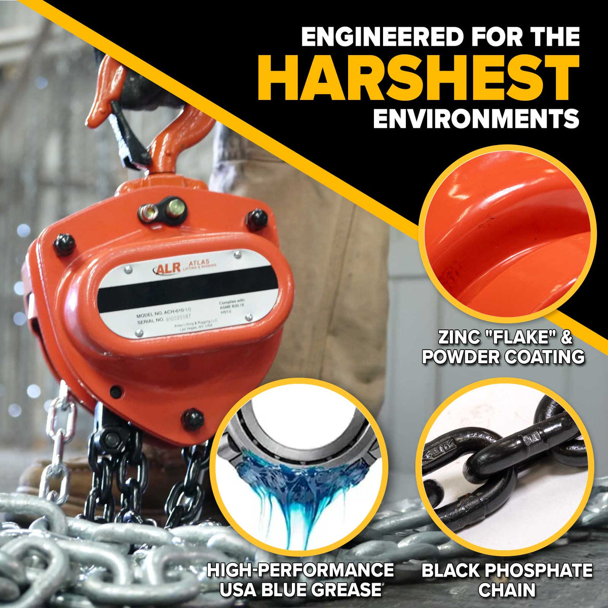 Atlas Hand Chain Hoist | 1 Ton x 20' Lift