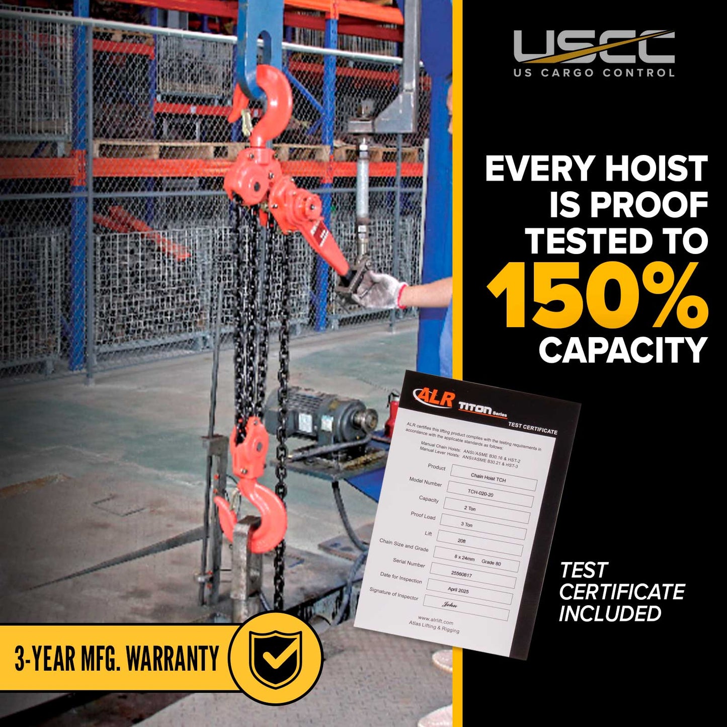 Atlas Titon Hand Chain Hoist | 1 Ton x 20' Lift