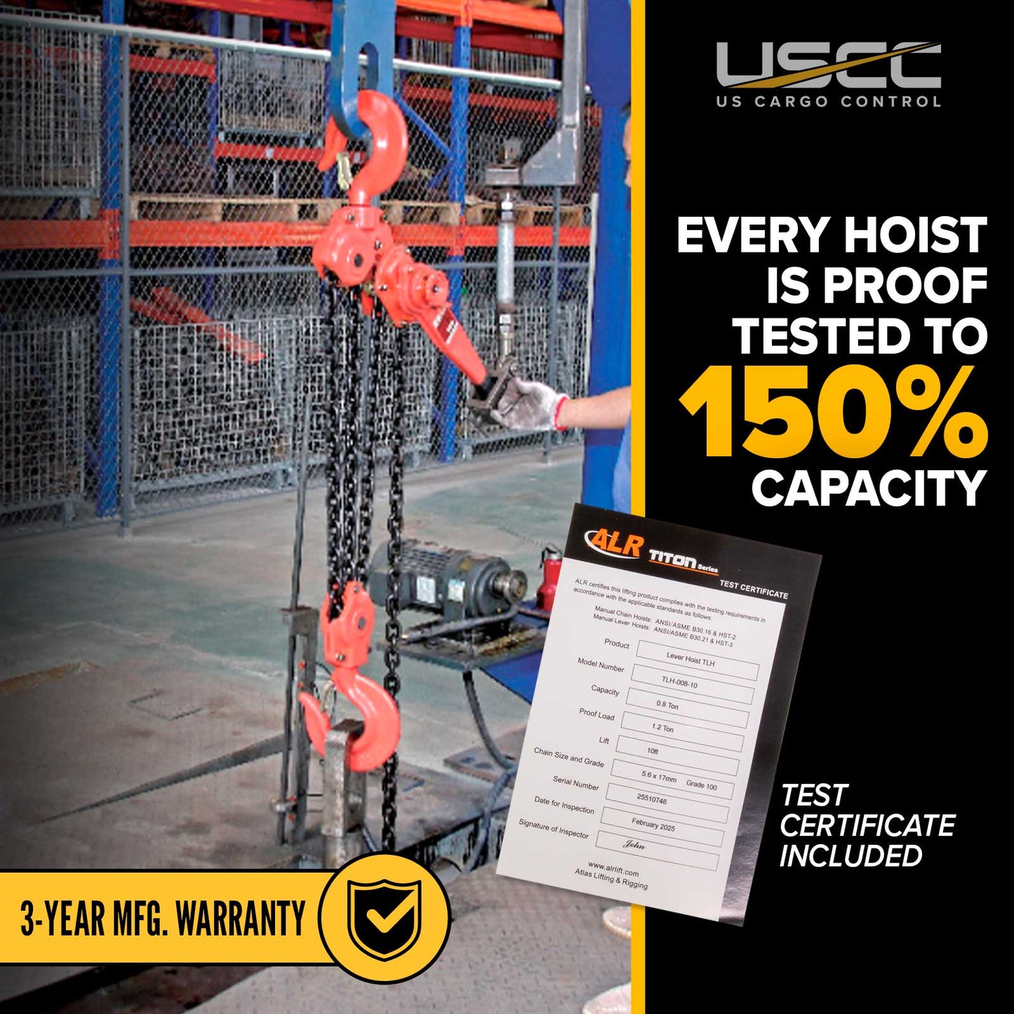 Atlas Titon Lever Chain Hoist | 1.6 Ton x 10' Lift