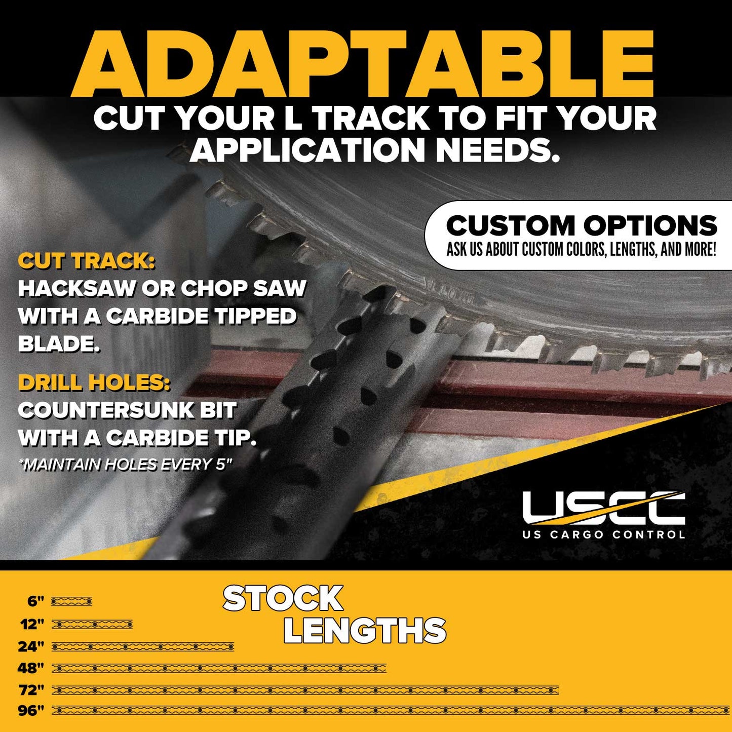 48" Aluminum L-Track | Black Anodized Finish