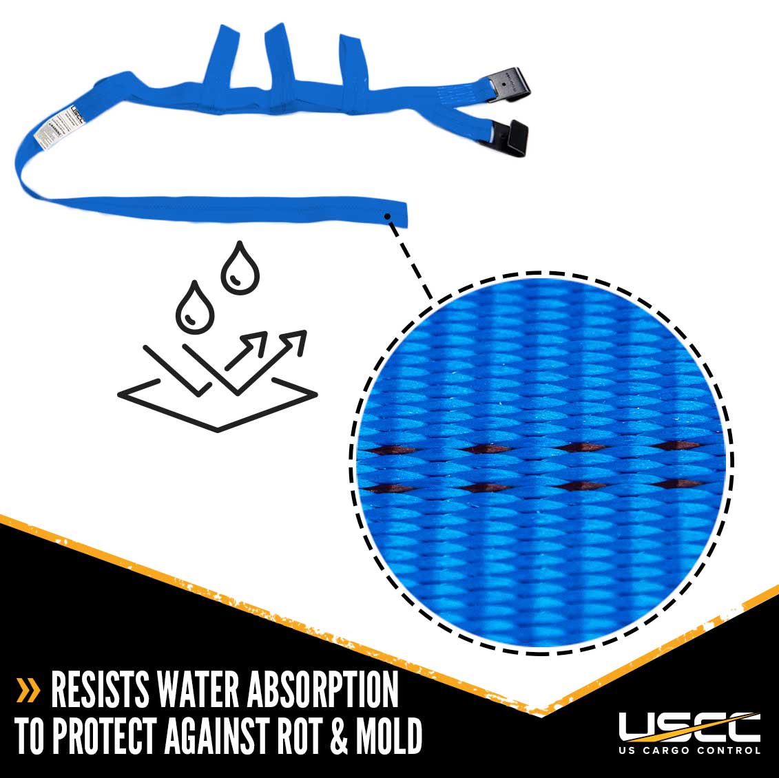 Blue Extra Large Tow Dolly Basket Strap with Flat Hooks