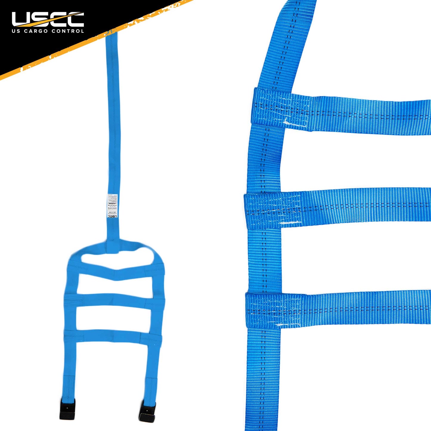 Blue Extra Large Tow Dolly Basket Strap with Flat Hooks
