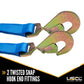 Blue Extra Large Tow Dolly Basket Strap with Twisted Snap Hooks - 2 pack