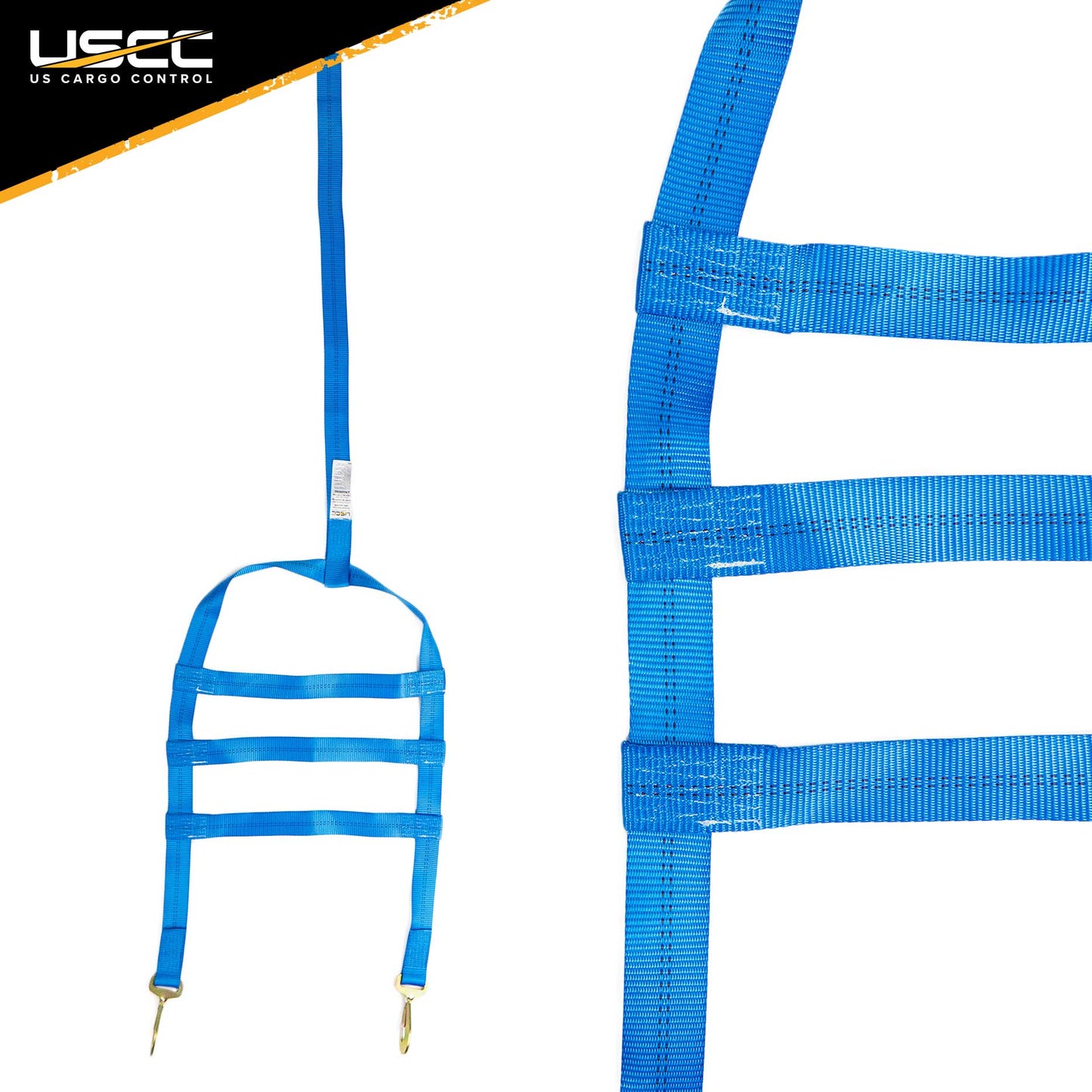 Blue Extra Large Tow Dolly Basket Strap with Twisted Snap Hooks