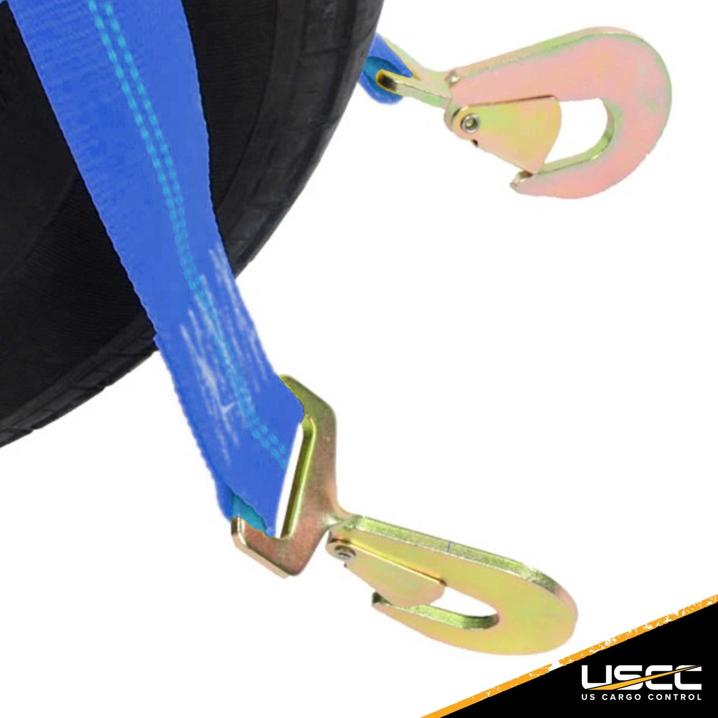 Blue Extra Large Tow Dolly Basket Strap with Twisted Snap Hooks