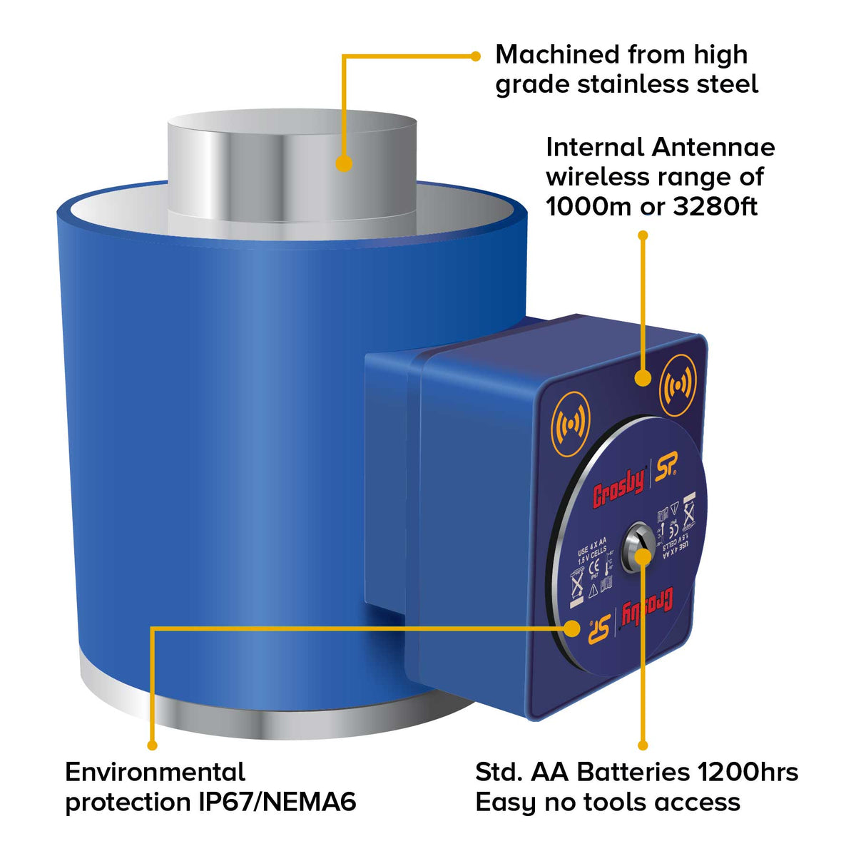 Straightpoint® 50 T LoadSafe Compression Load Cell - Bluetooth Enabled - WNI50TC-BLE