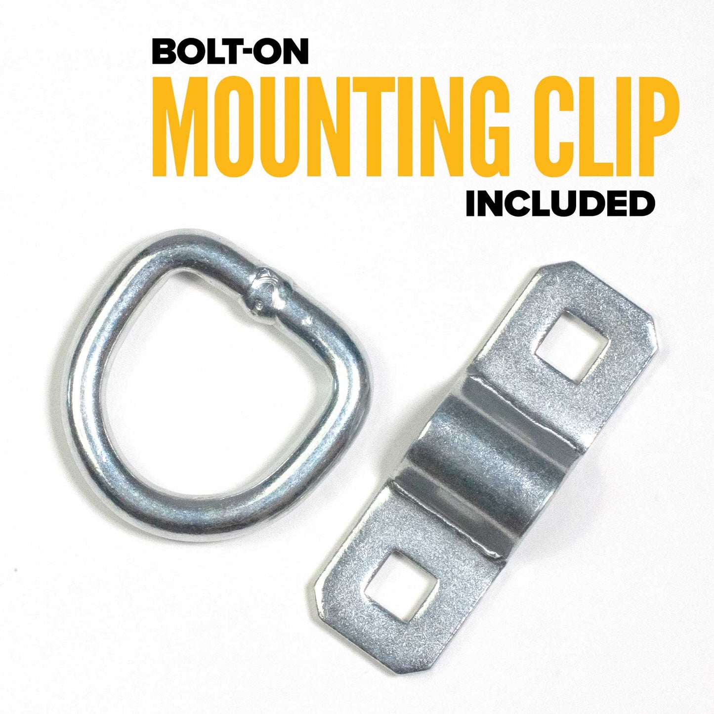 1-1/2" Bolt-On D-Ring with Mounting Bracket - Galvanized - 6,000 lbs. BS | 10-Pack