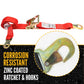 2" x 8' Car Tie Down Ratchet Strap with Flat Snap Hooks | Red