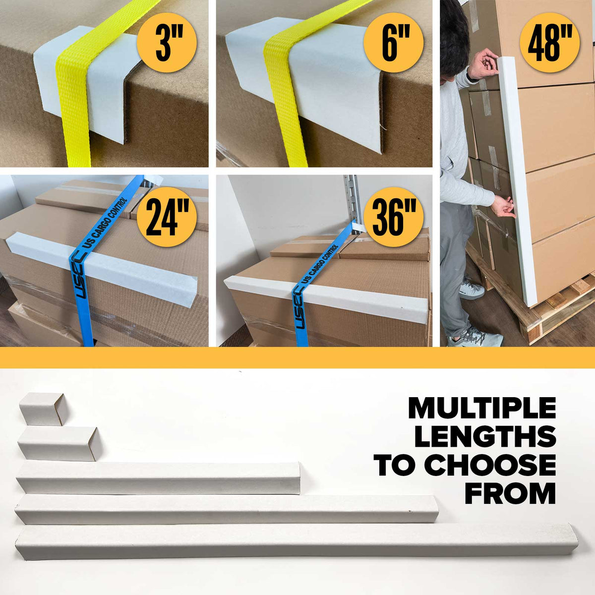 Light-Duty Cardboard Edge Protectors | .120" Thick, 2" x 2" x 24", 5,616-Pack (Pallet)