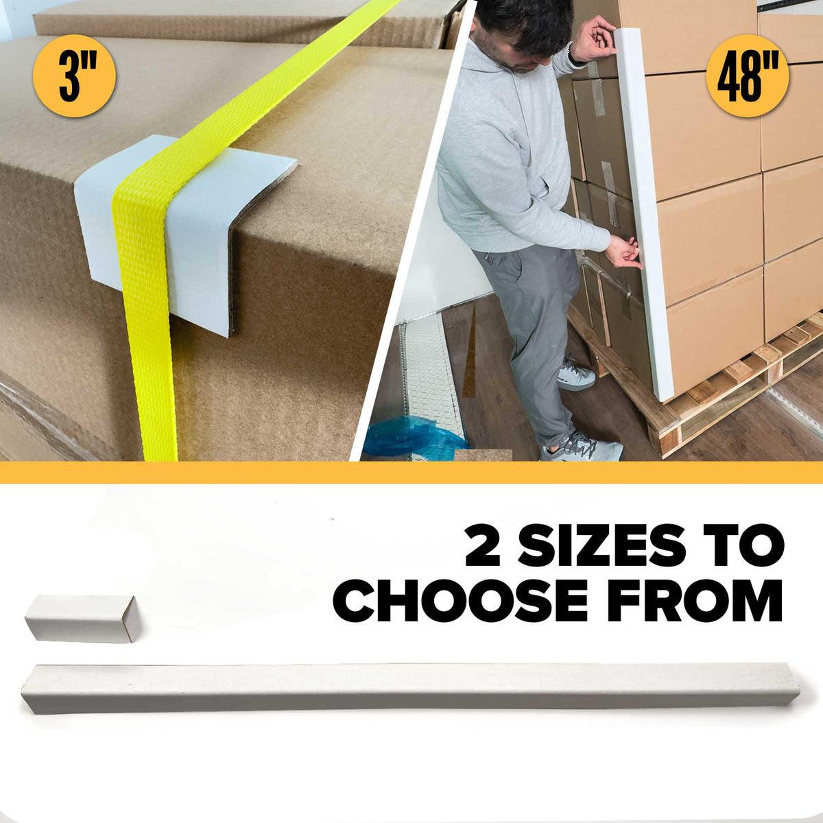 Medium-Duty Cardboard Edge Protectors | .160" Thick, 2" x 2" x 48", 2,106-Pack (Pallet)