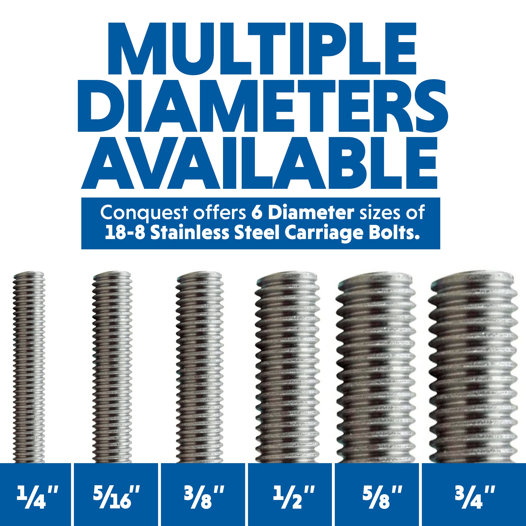 IMScrews 1/4"-20 X 6 Carriage Bolts, Round Head & Square Neck