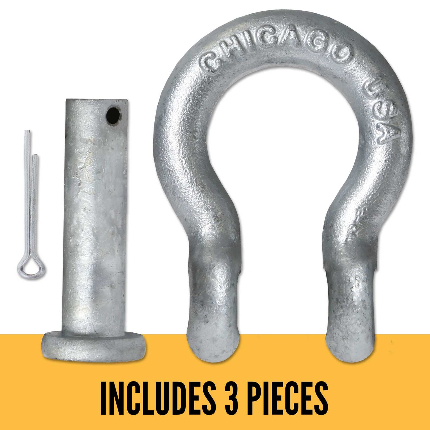 Anchor Shackle - Chicago Hardware - Round Pin - 1-1/4" Galvanized Steel - 12 Ton