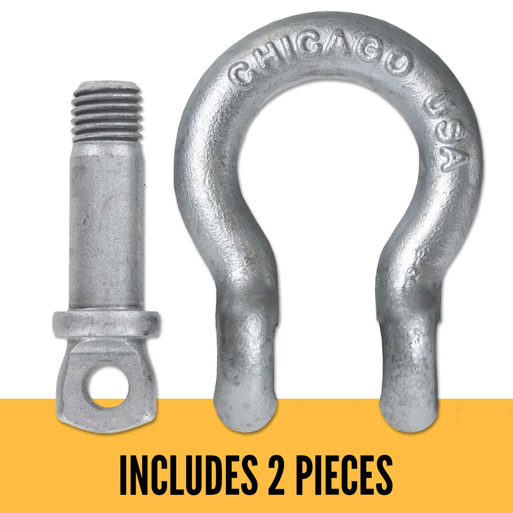 Screw Pin Anchor Shackle - Chicago Hardware - 3/16" Galvanized Steel - .33 Ton parts of a shackle
