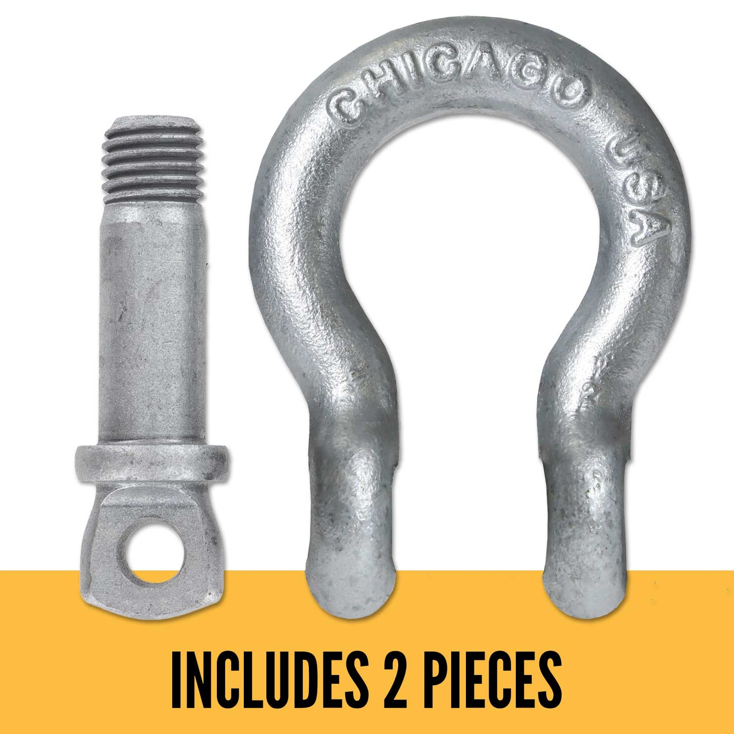 Screw Pin Anchor Shackle - Chicago Hardware - 1" Galvanized Steel - 8.5 Ton