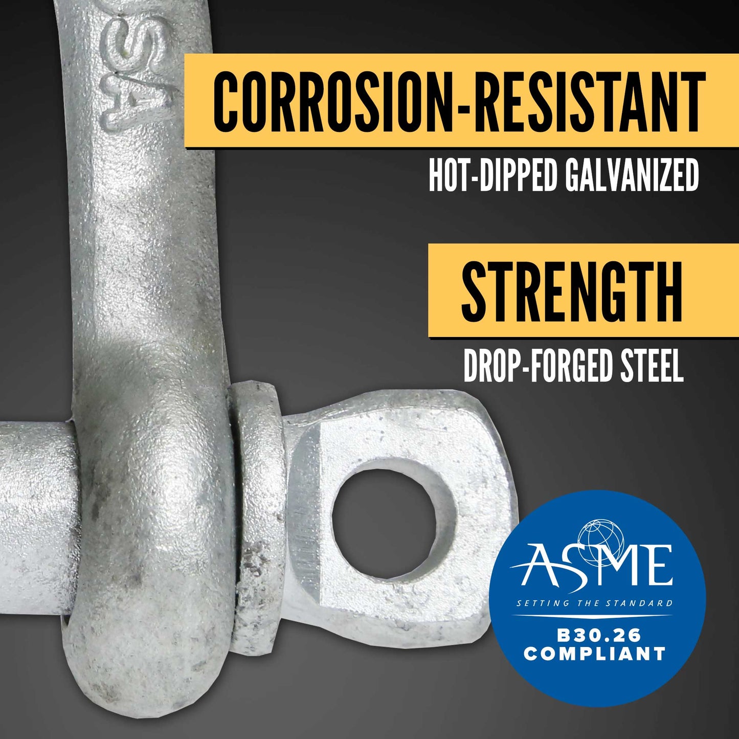 Screw Pin Chain Shackle - Chicago Hardware - 3/8" Galvanized Steel - 1 Ton shackle construction