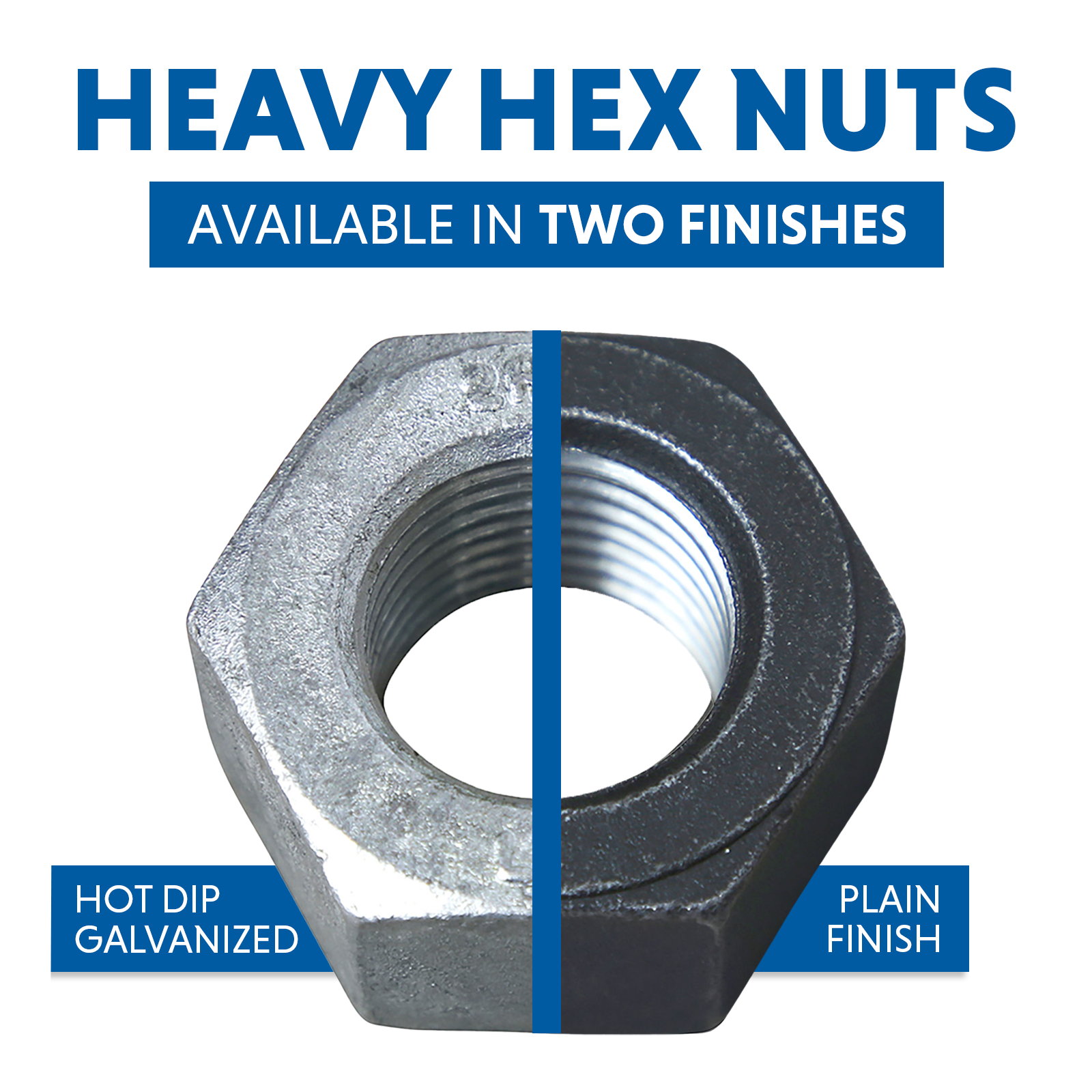 Heavy Hex Nuts - Two Finishes Available