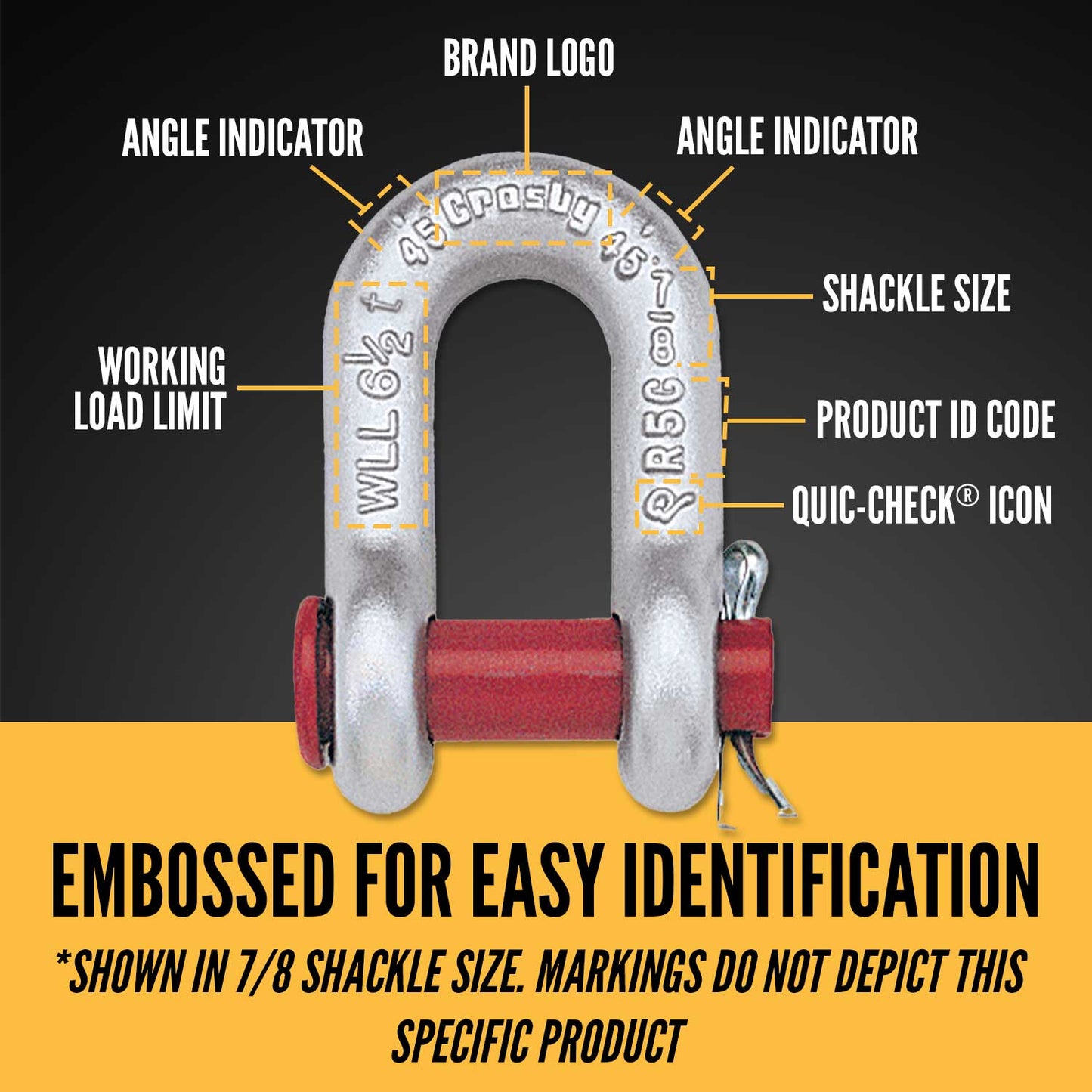 1-1/2" Crosby® Round Pin Chain Shackle | G-215 - 17 Ton