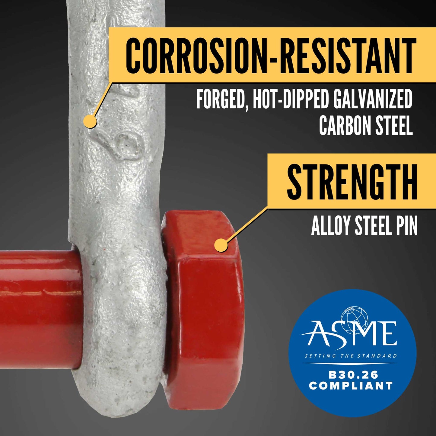 1-1/8" Crosby® Bolt Type Chain Shackle | G-2153 - 9.5 Ton shackle construction