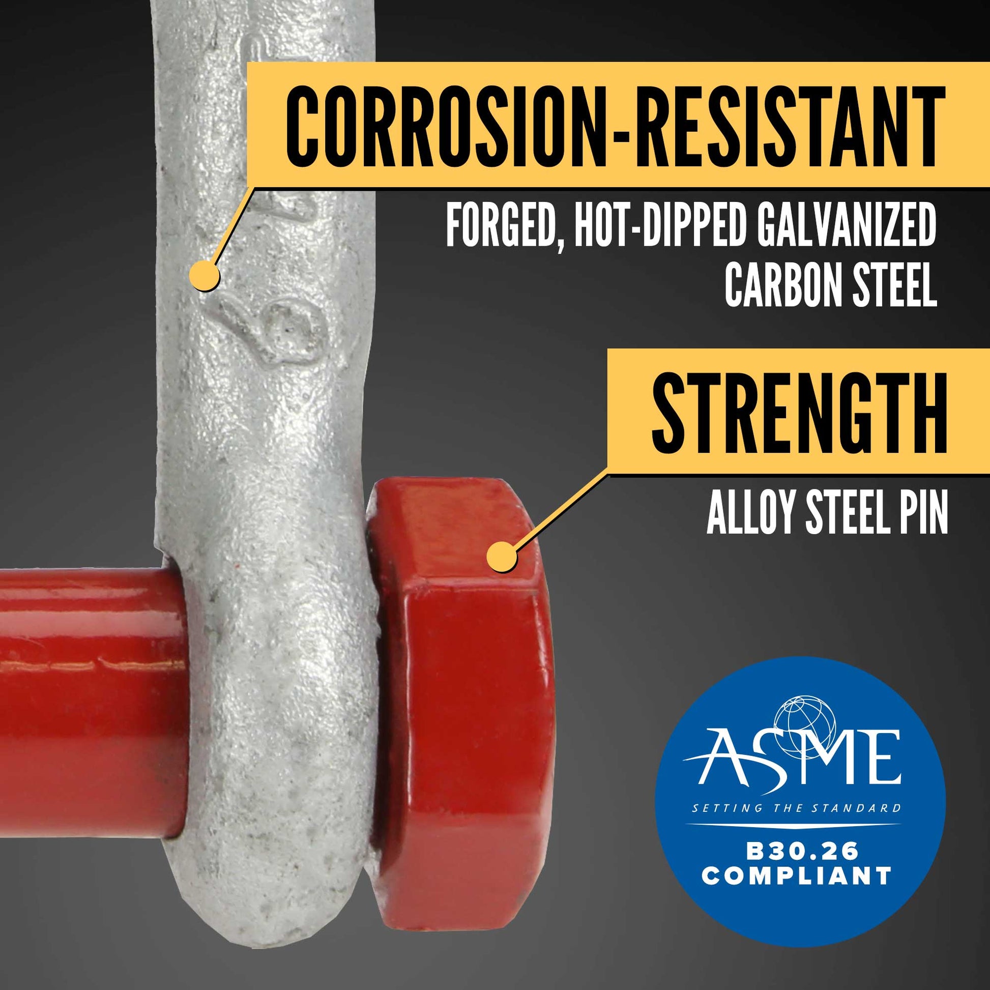 1/2" Crosby® Bolt Type Chain Shackle | G-2164 - 2 Ton shackle construction