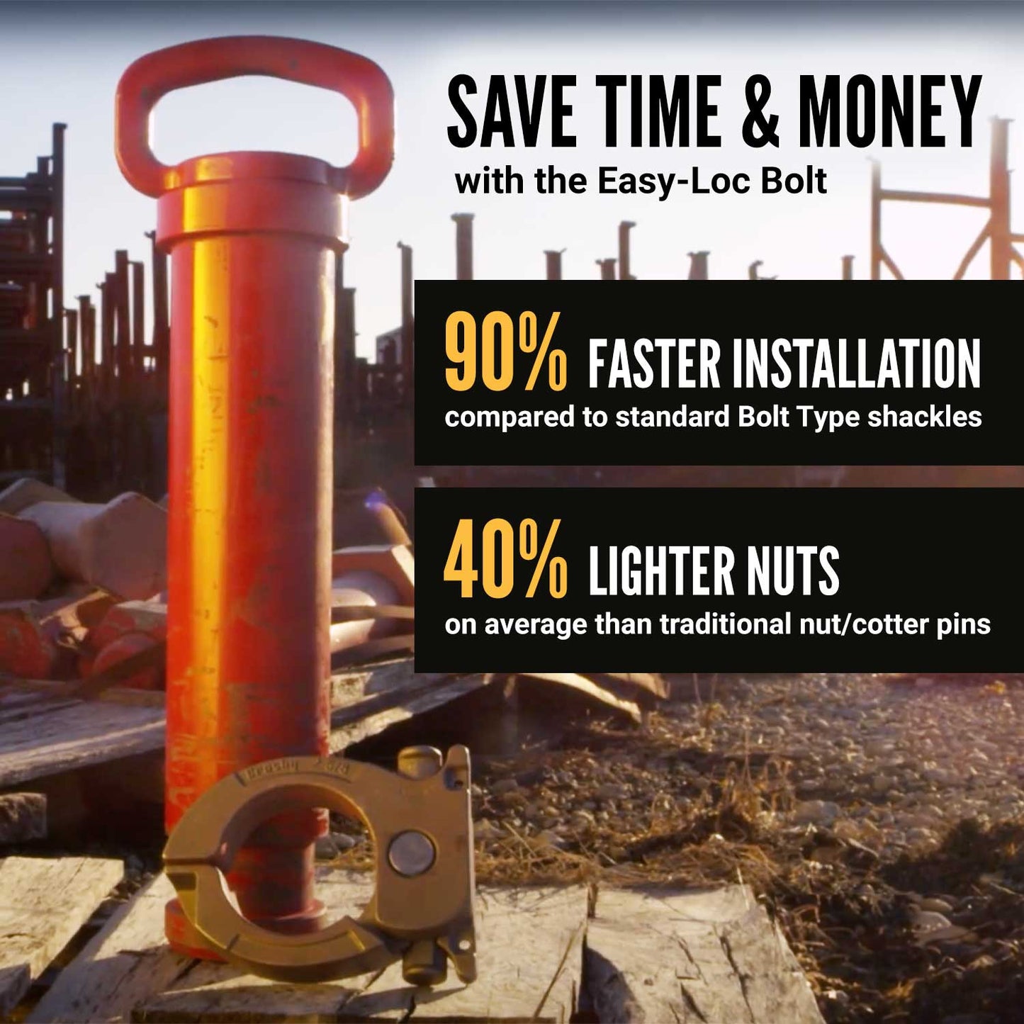Crosby® Easy-Loc Bolt Type Wide Body Shackle | G-2160E - 125 Ton