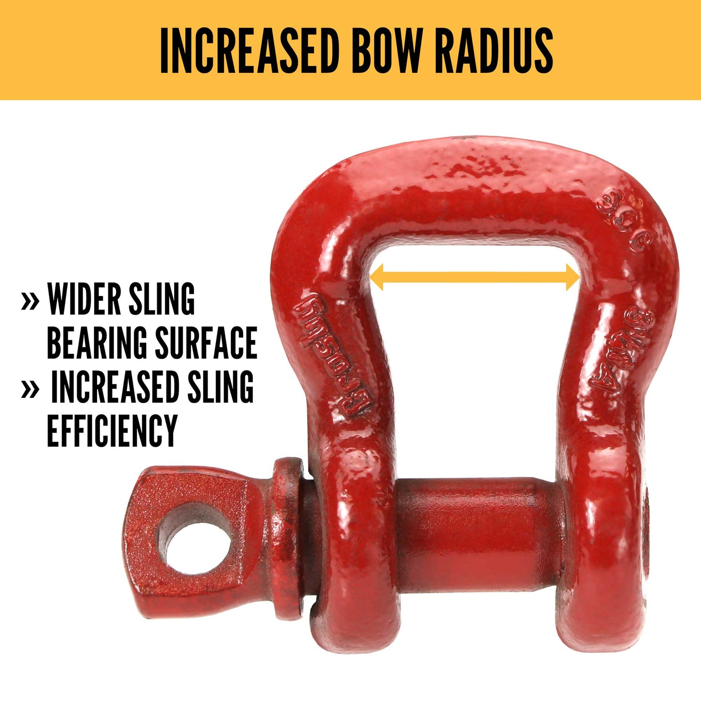Crosby® Screw Pin Sling Saver Shackle | S-253 - 3"- 12.5 Ton increased bow radius