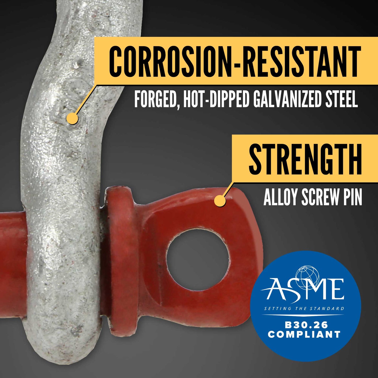 3/8" Crosby® Screw Pin Anchor Shackle | G-209 - 1 Ton shackle construction