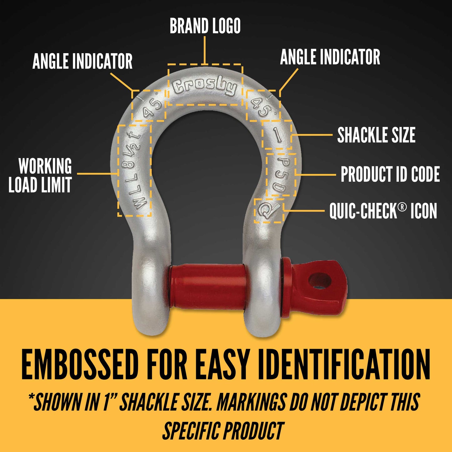 1-1/2" Crosby® Screw Pin Anchor Shackle | G-209 - 17 Ton