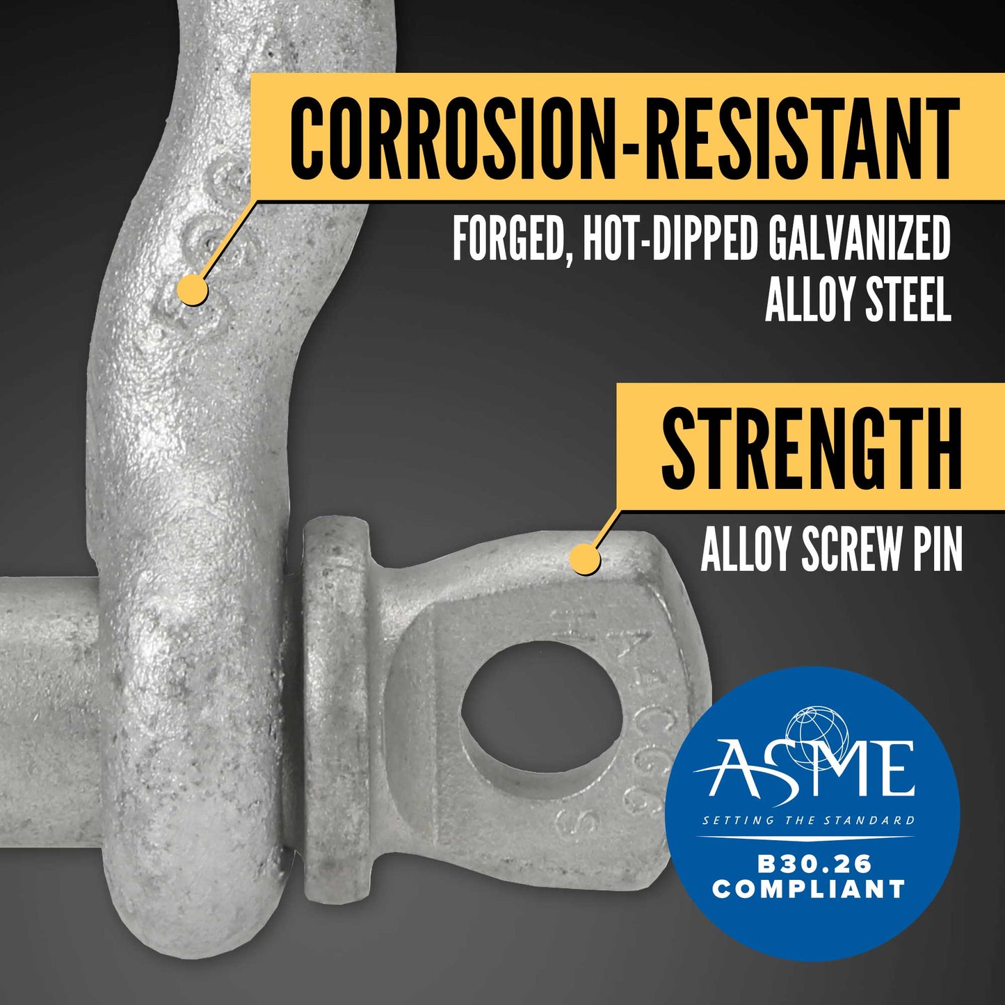 1-1/4" Crosby® Alloy Screw Pin Anchor Shackle | G-209A - 18 Ton shackle construction
