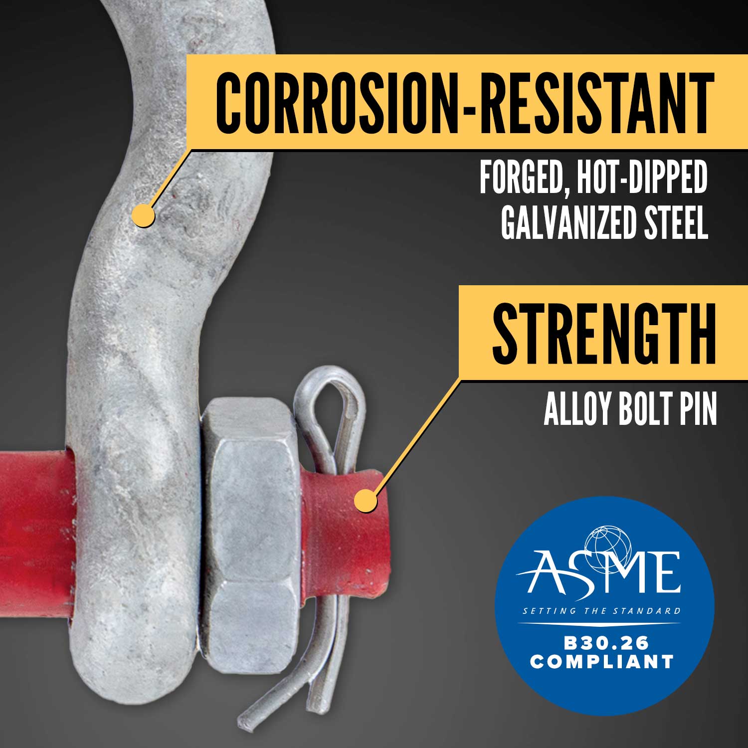 1-1/8" Crosby® Bolt Type Anchor Shackle | G-2130 - 9.5 Ton shackle construction