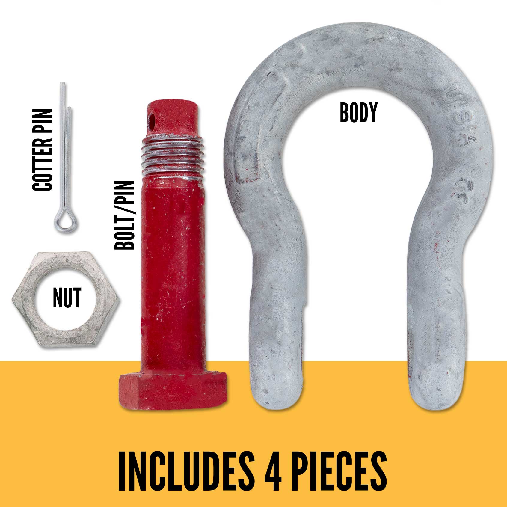 1-1/2" Crosby® Alloy Bolt Type Anchor Shackle | G-2140 - 30 Ton parts of a shackle