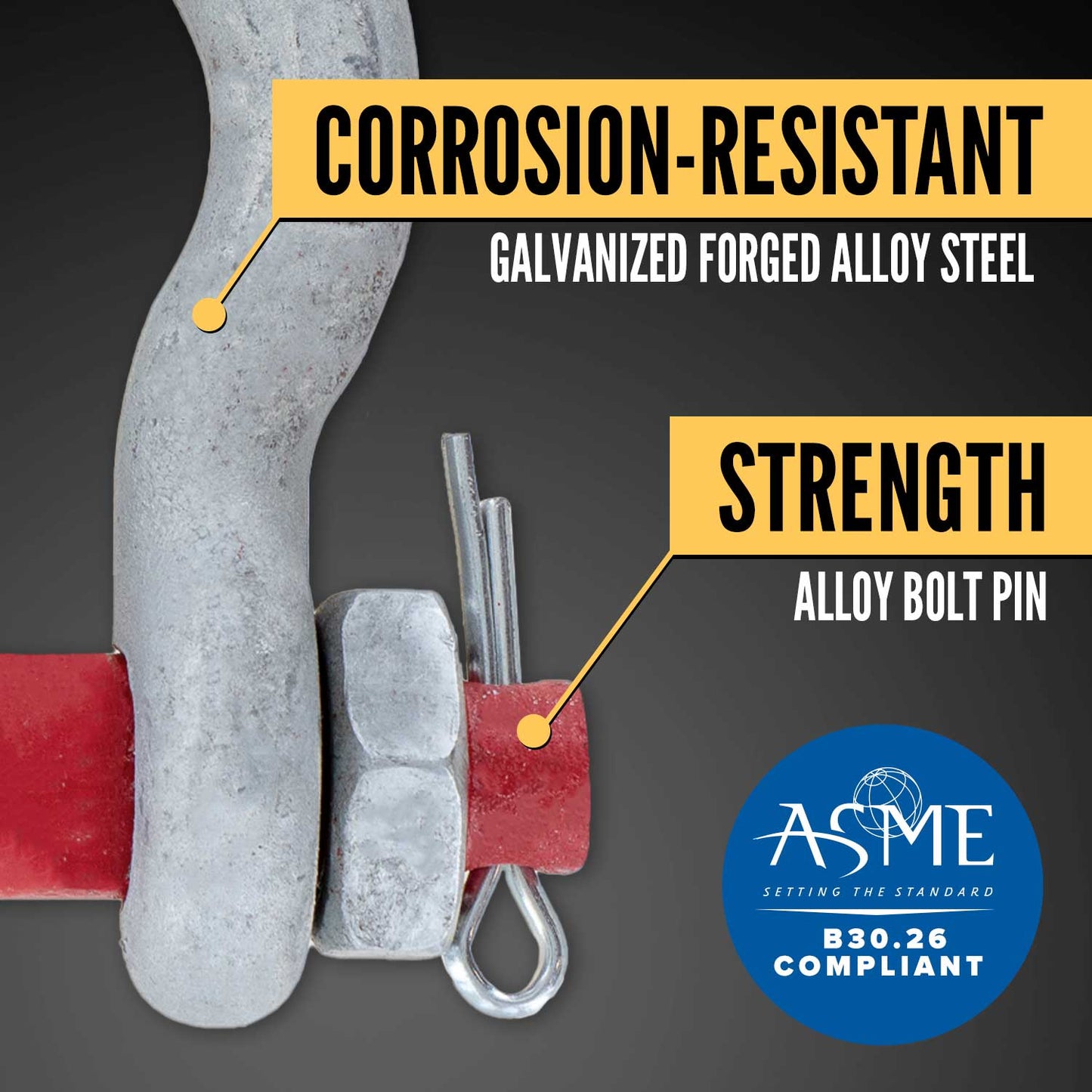 1-1/8" Crosby® Alloy Bolt Type Anchor Shackle | G-2140 - 15 Ton shackle construction