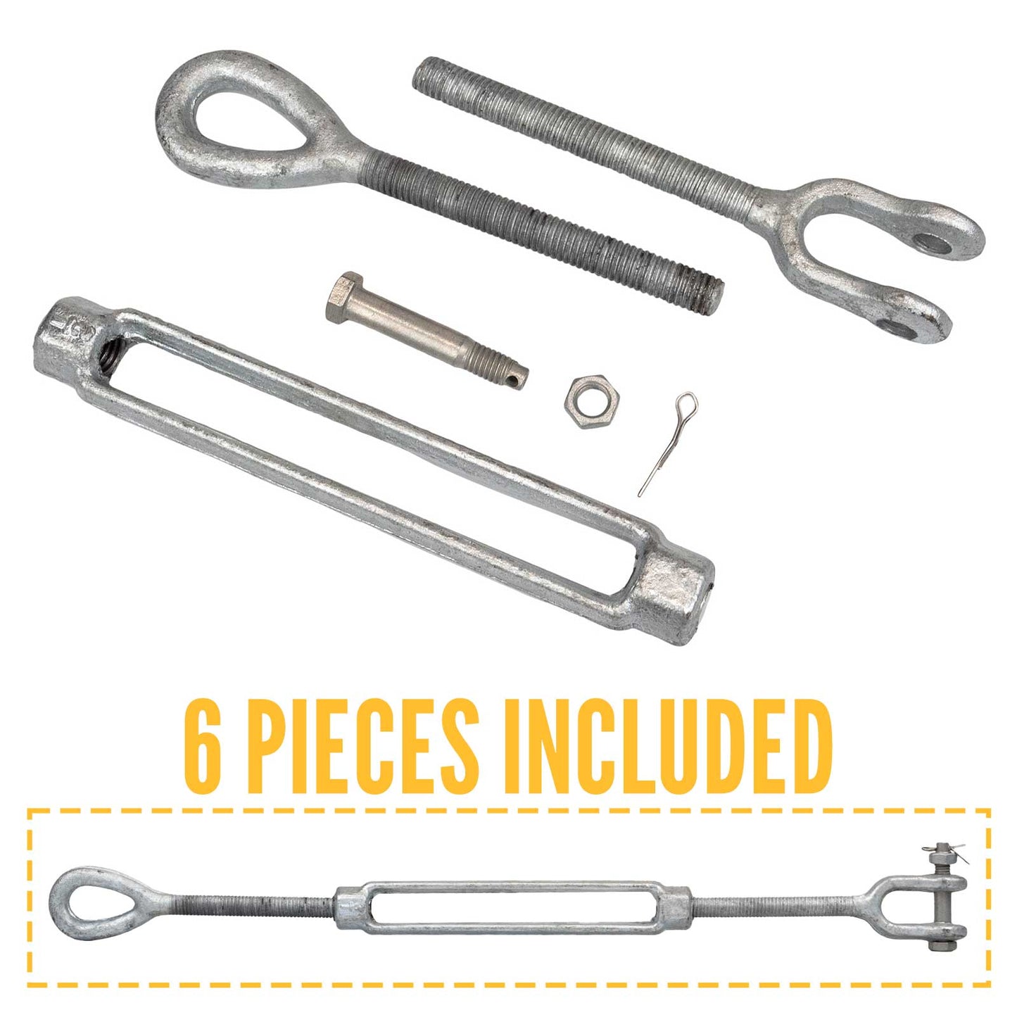 1-1/4" x 12" Crosby® Jaw & Eye Galvanized Turnbuckle - HG-227 | 1032251