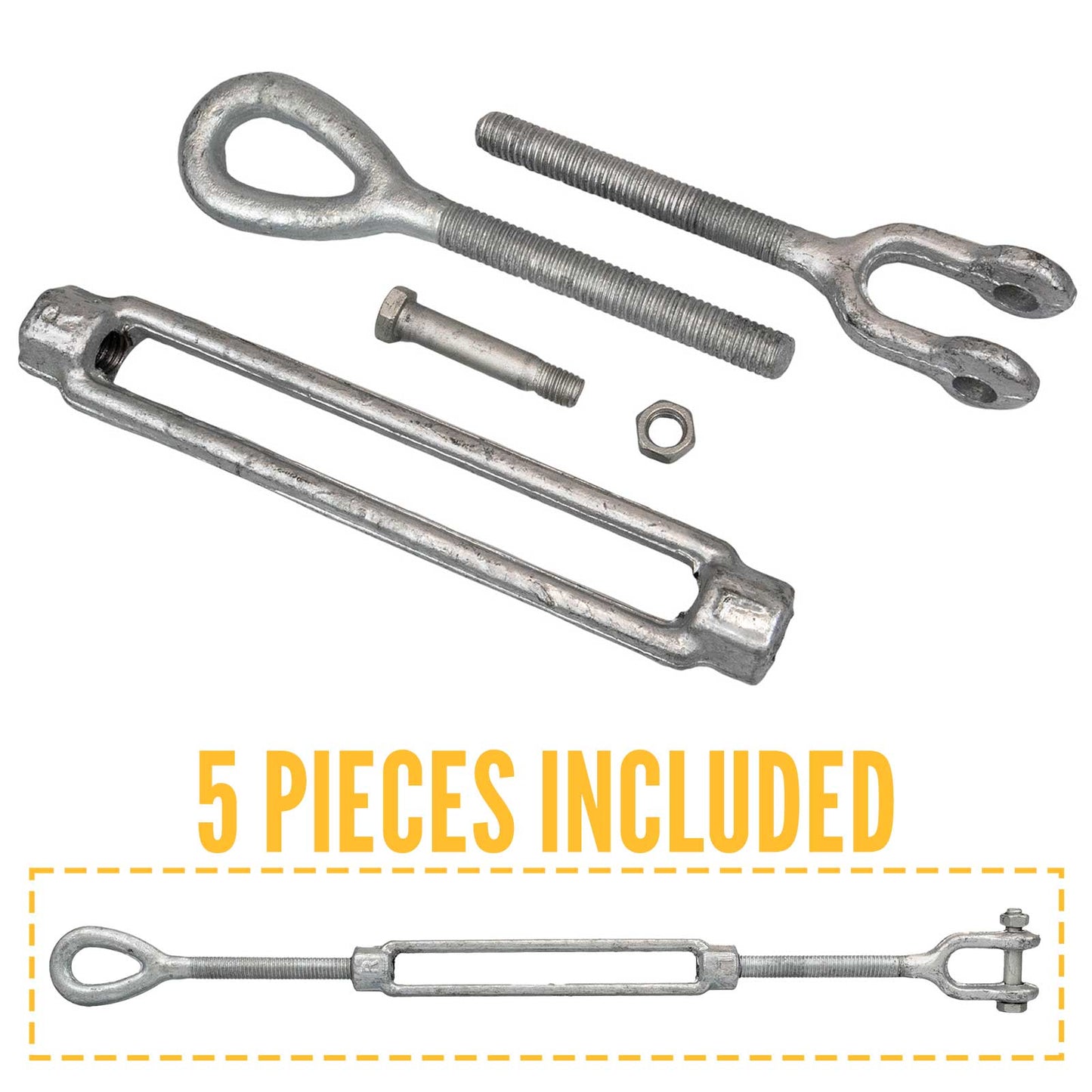 5/16" x 4-1/2" Crosby® Jaw & Eye Galvanized Turnbuckle - HG-227 | 1031895