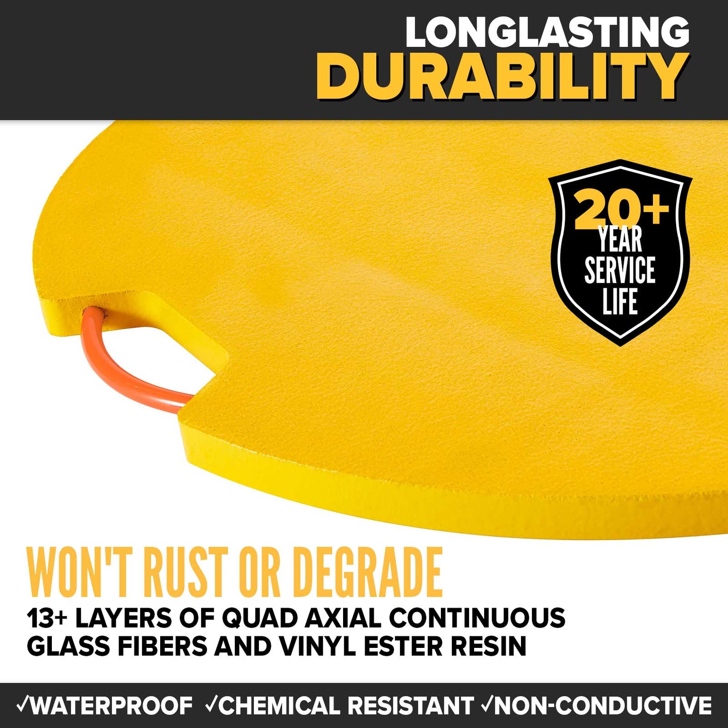 DICA FiberTech® 36" Round Outrigger Pad | Heavy Duty | 1" Thick | Yellow