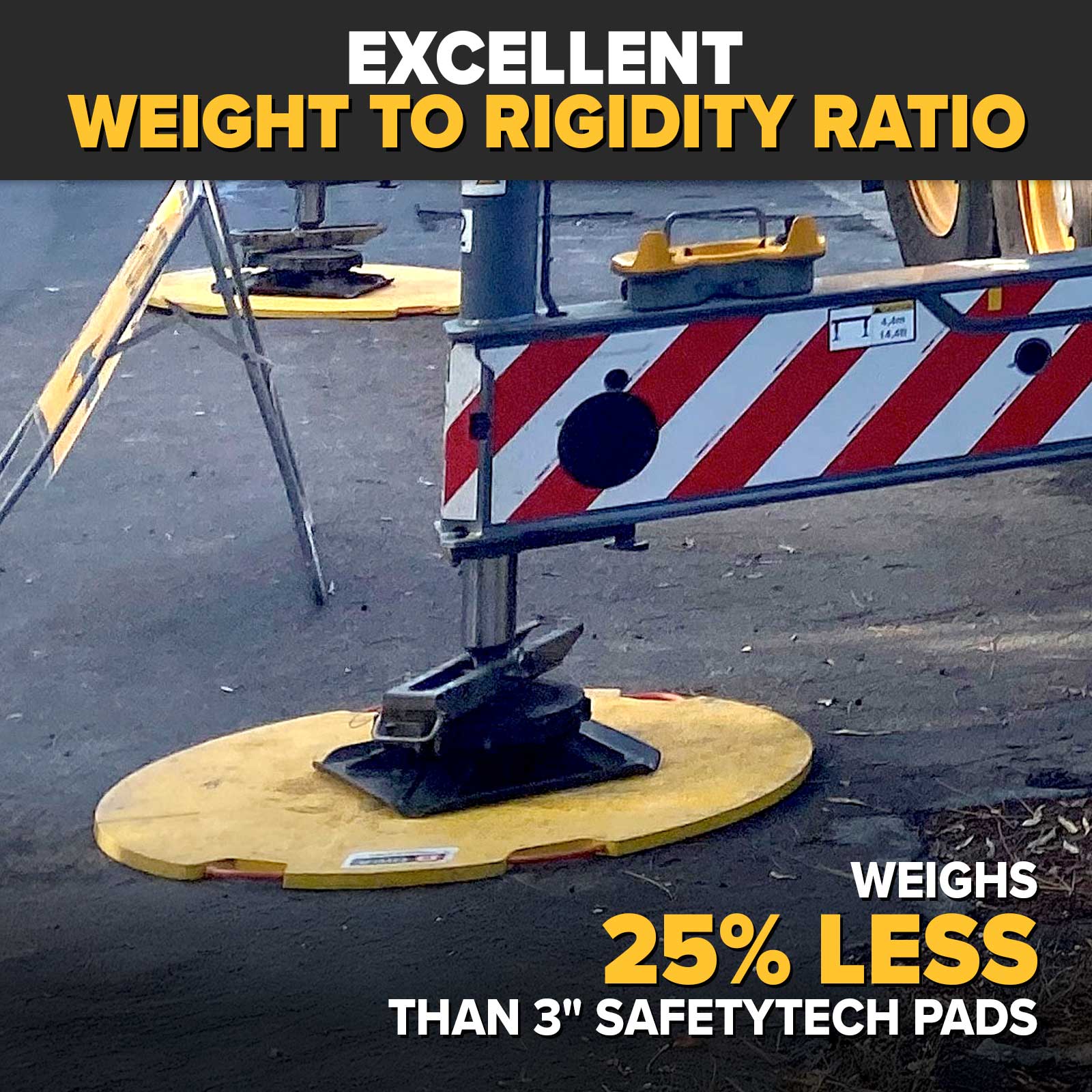 1" fibertech pads weigh 25% less than 3" safetytech pads