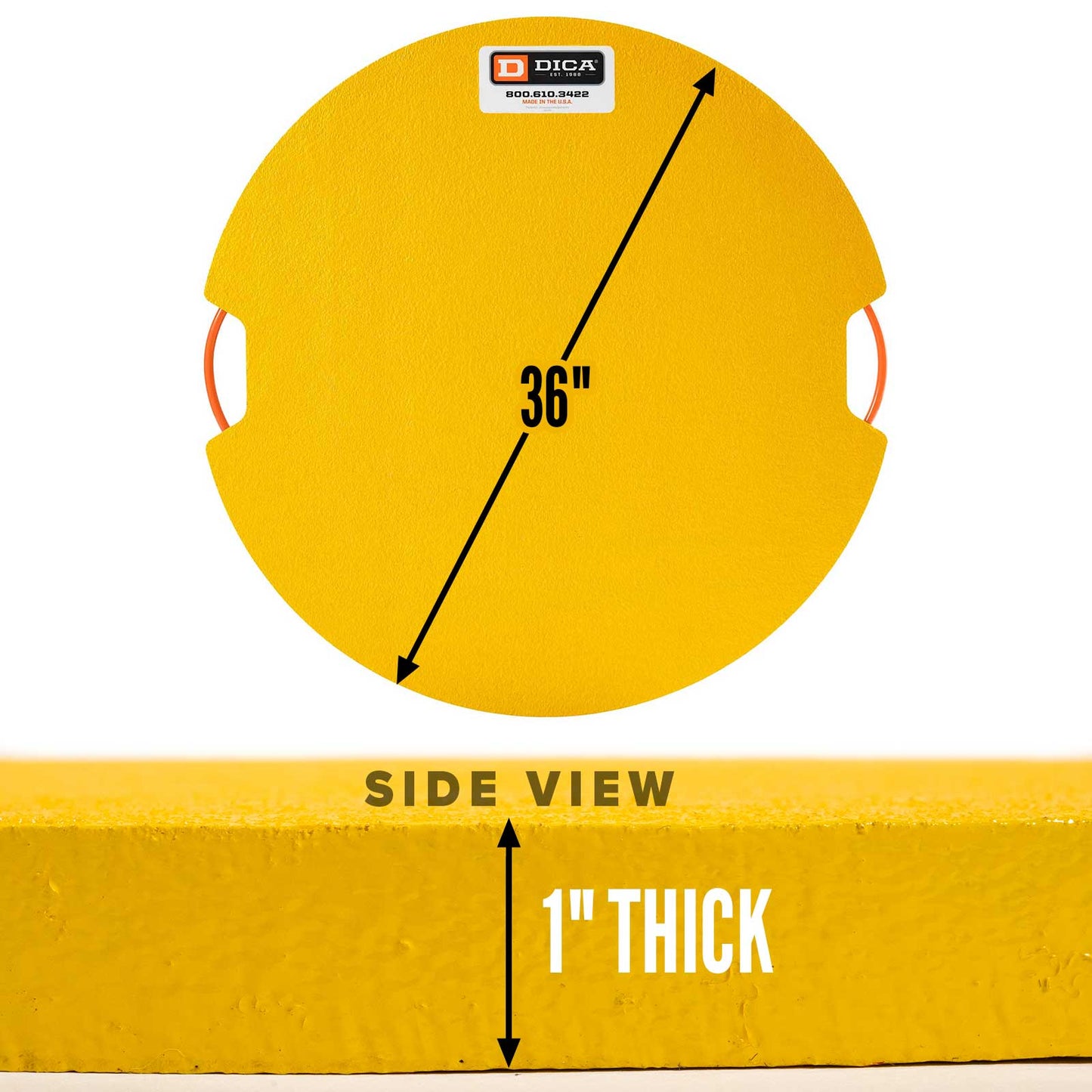 DICA FiberTech® 36" Round Outrigger Pad | Heavy Duty | 1" Thick | Yellow