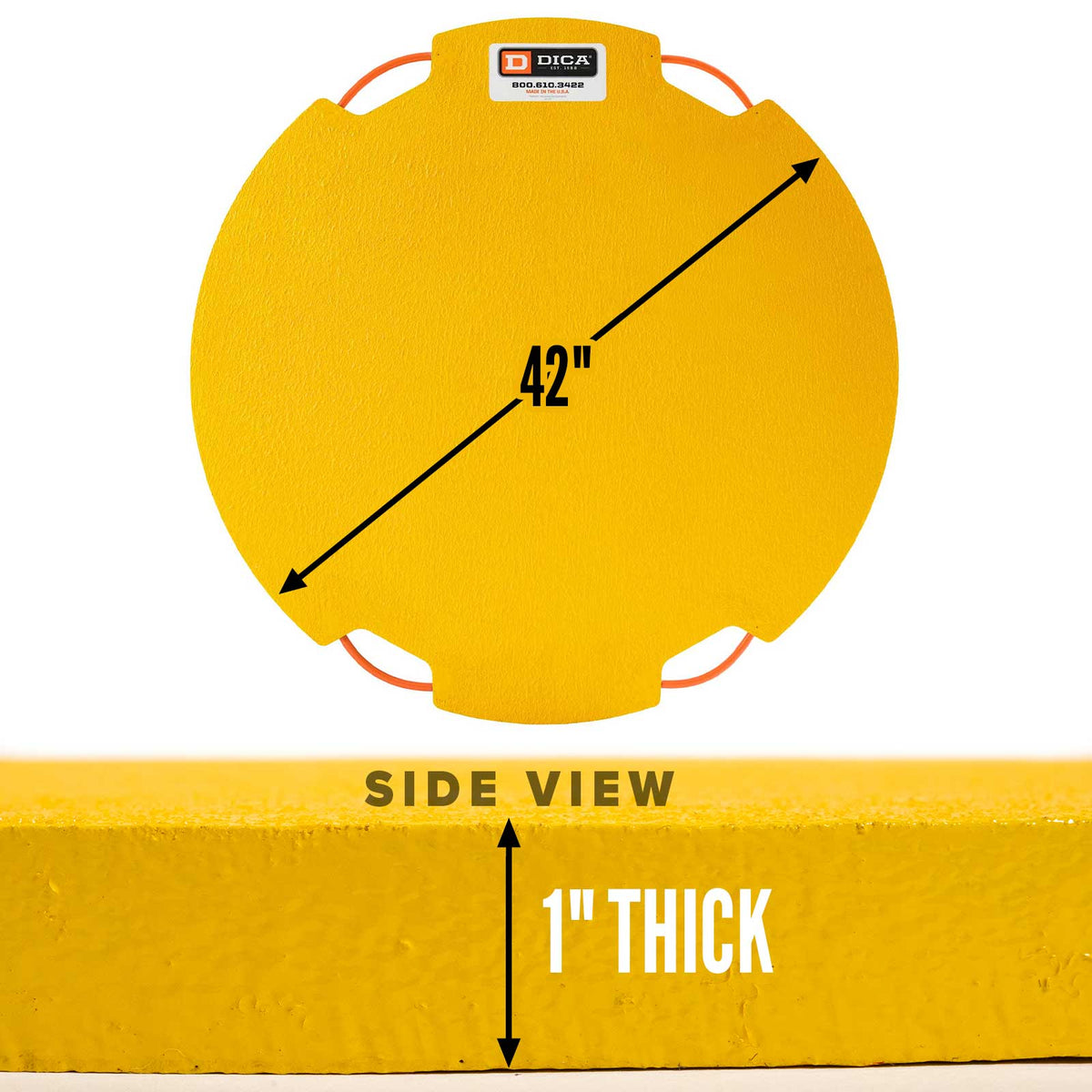 DICA FiberTech® 42" Round Outrigger Pad | Heavy Duty | 1" Thick | Yellow