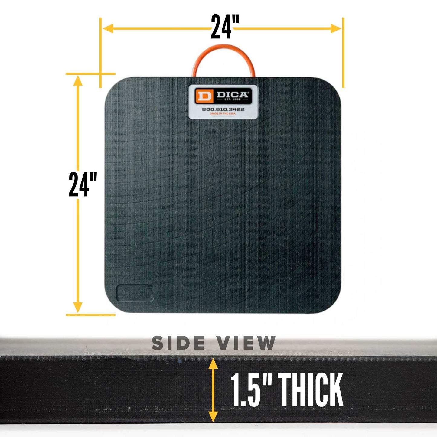 DICA SafetyTech® 24" x 24" Outrigger Pad | Medium Duty | 1.5" Thick | Black