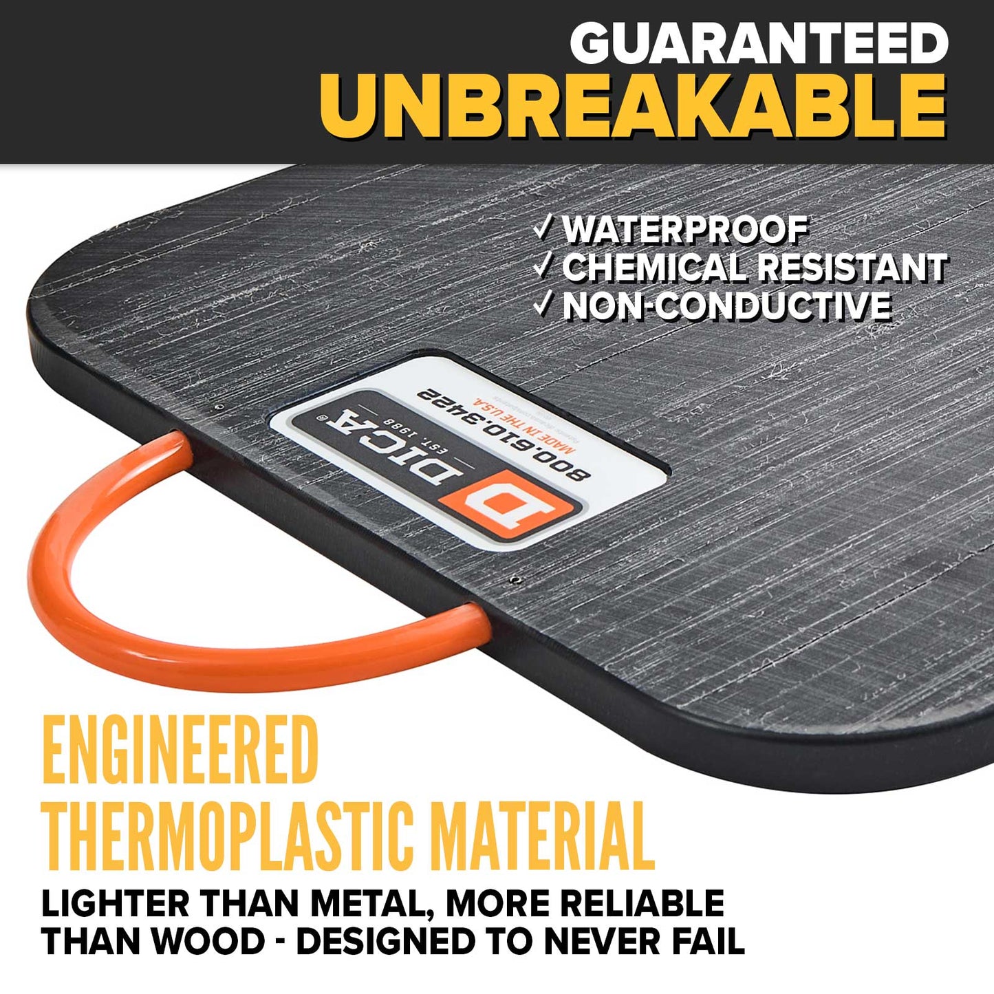 DICA SafetyTech® 18" x 18" Outrigger Pad | Medium Duty | 1" Thick | Black