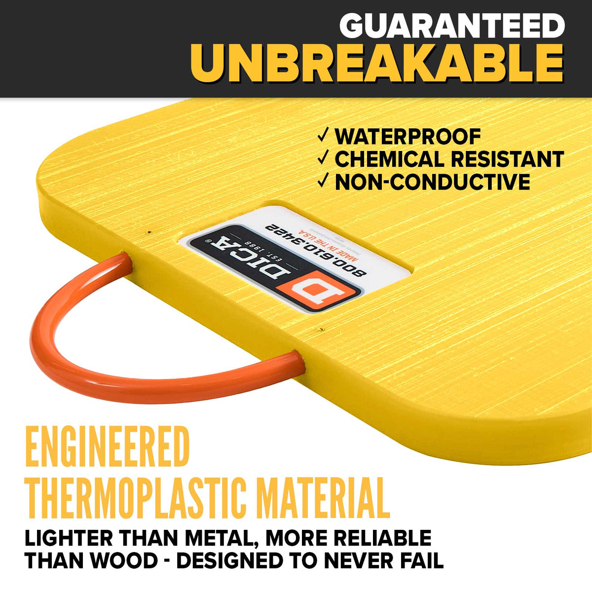 DICA SafetyTech® 24" x 24" Outrigger Pad | Medium Duty | 1" Thick | Yellow