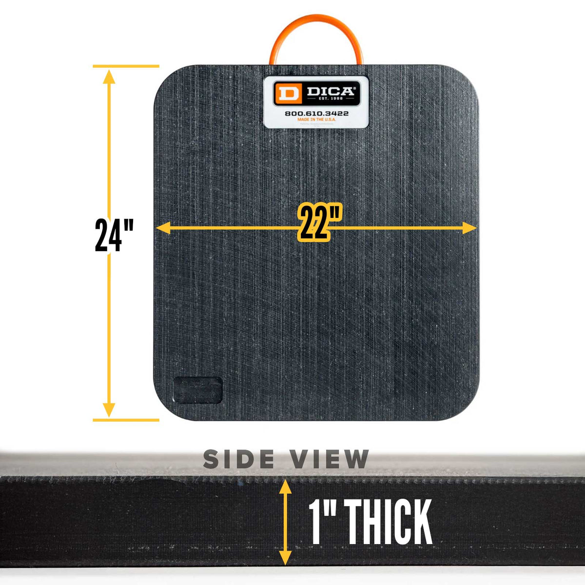 DICA SafetyTech® 22" x 24" Outrigger Pad | Medium Duty | 1" Thick | Black