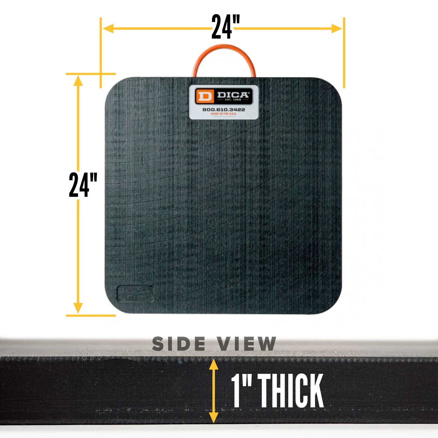 DICA SafetyTech® 24" x 24" Outrigger Pad | Medium Duty | 1" Thick | Black