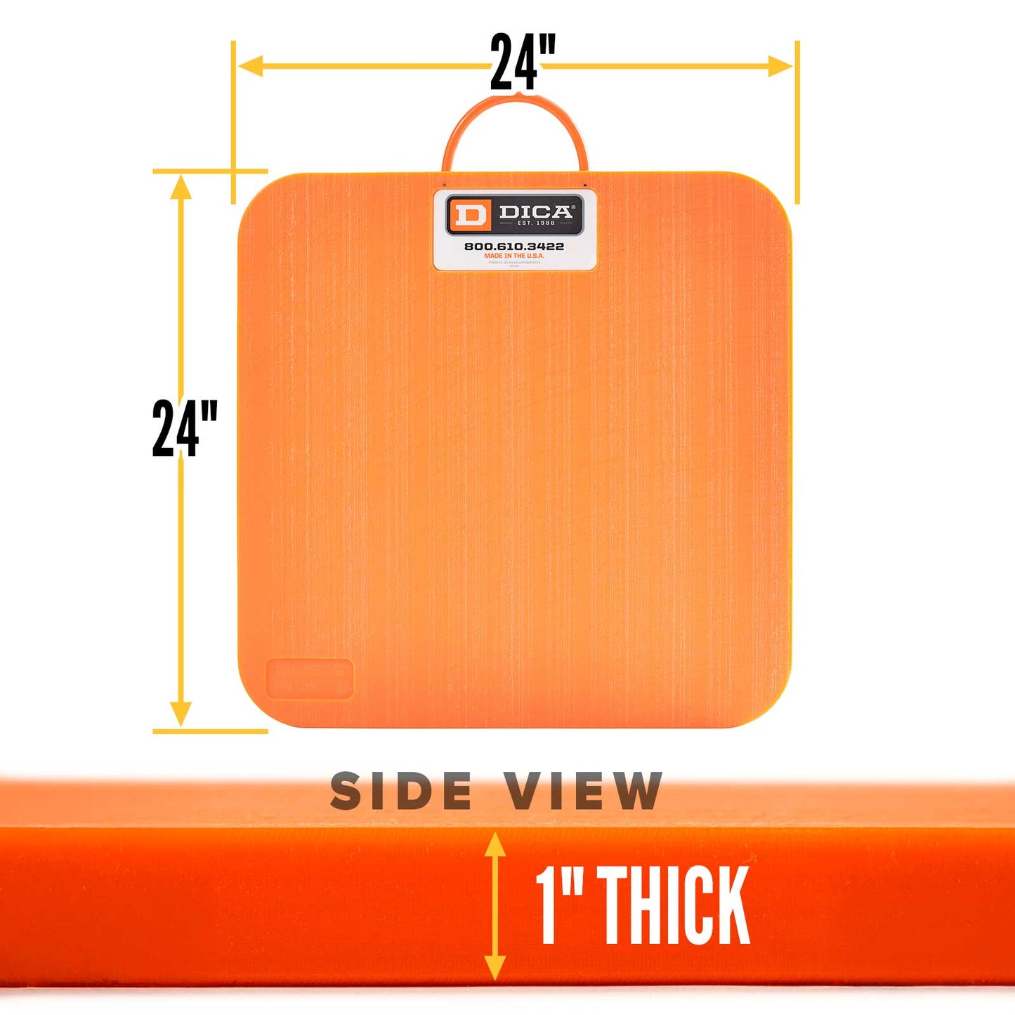 DICA SafetyTech® 24" x 24" Outrigger Pad | Medium Duty | 1" Thick | Orange