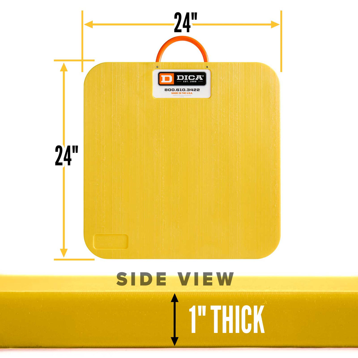 DICA SafetyTech® 24" x 24" Outrigger Pad | Medium Duty | 1" Thick | Yellow
