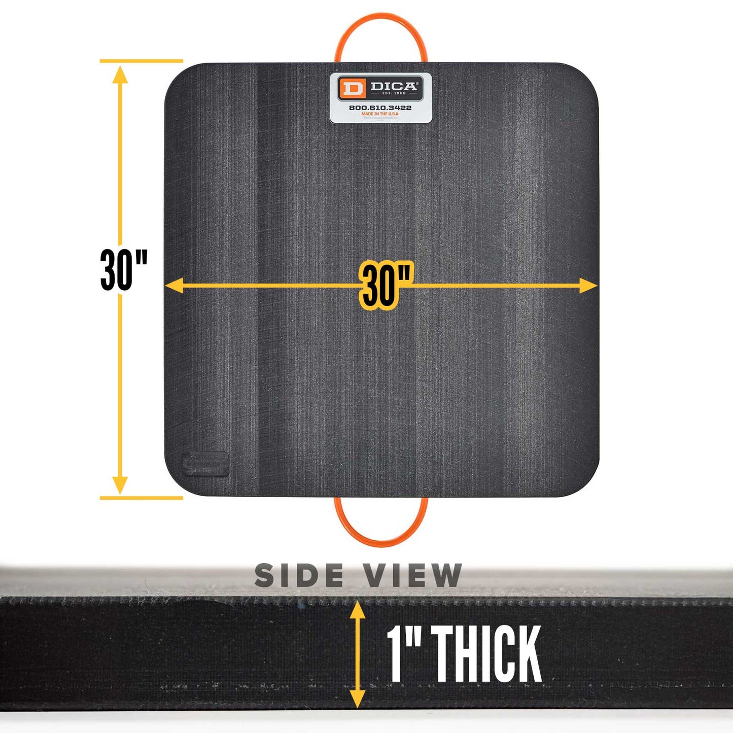 DICA SafetyTech® 30" x 30" Outrigger Pad | Medium Duty | 1" Thick | Black